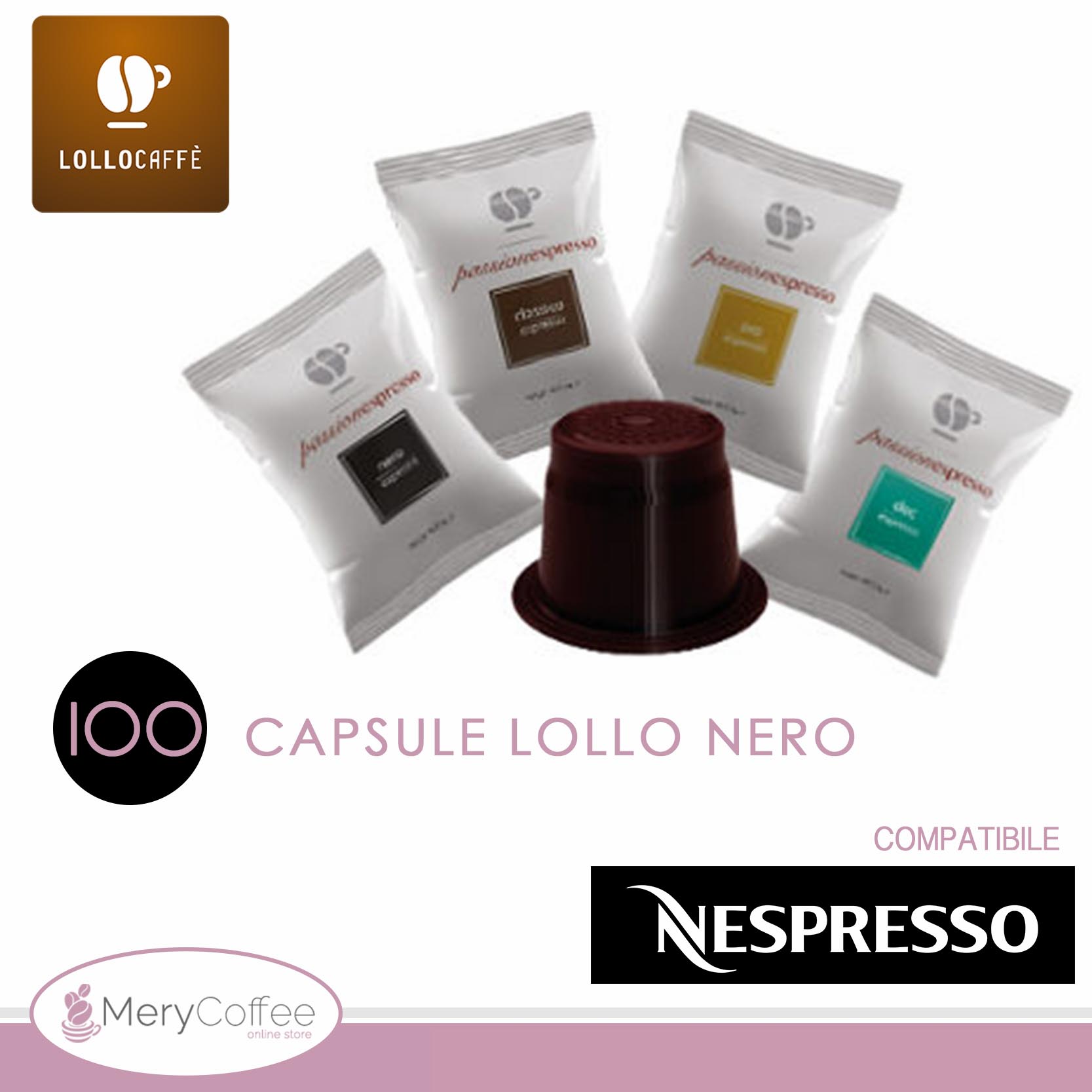 100 Capsules - Café Lollo mélange Nero compatible Nespresso®