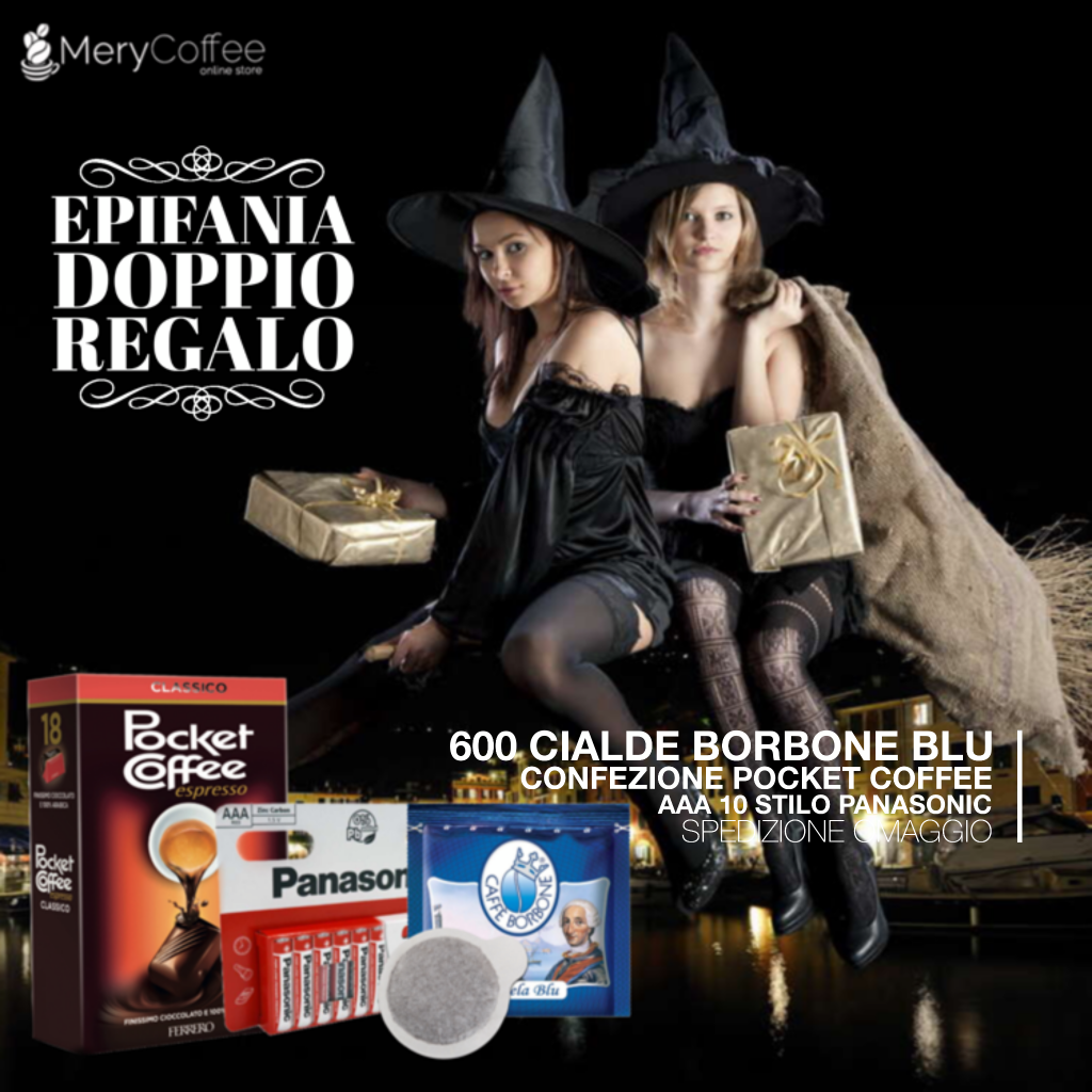 600 Cialde Borbone Blu + Pocket Coffee + Pile - MeryCoffee